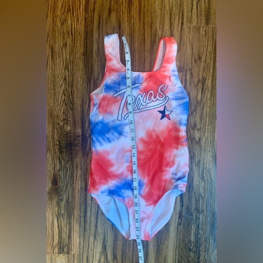 Texas red, white & blue tied-dyed Swim Suit, little girls size XL, NWT - Picture 4 of 6